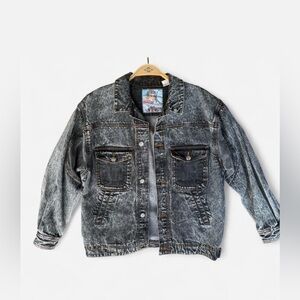 Vintage Whipp Washed Black Denim Jacket Size Large